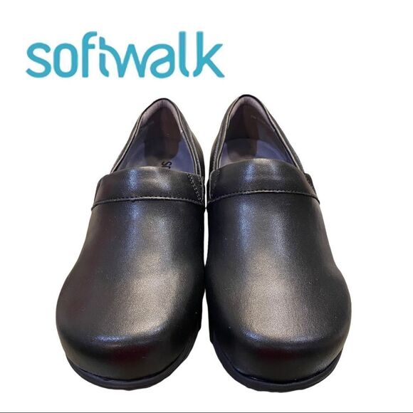 NEW SoftWalk Meredith Sport Women's Black Leather Clogs 7W - Picture 4 of 6